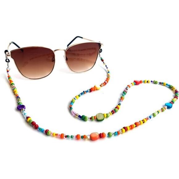 Colorful Bead Women’s eyeglass chain eyewear retainer Mask Holder Reading glass - Picture 3 of 8